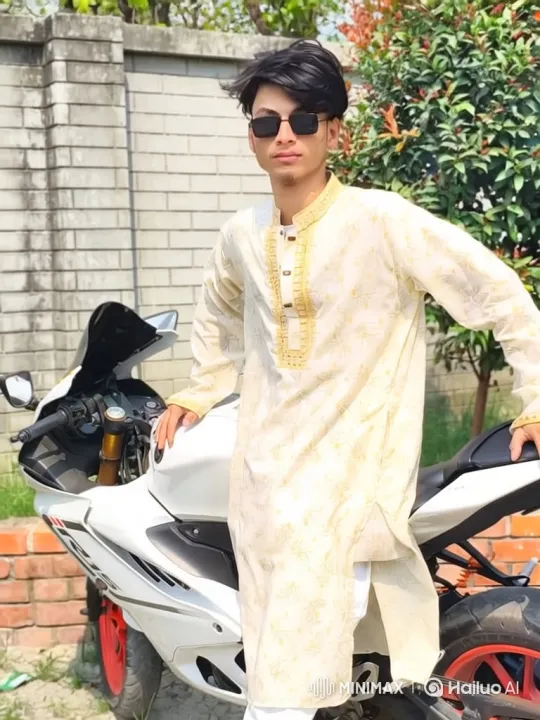 Stylish Man Poses Confidently with His Motorcycle – AI Generated Video | Hailuo AI