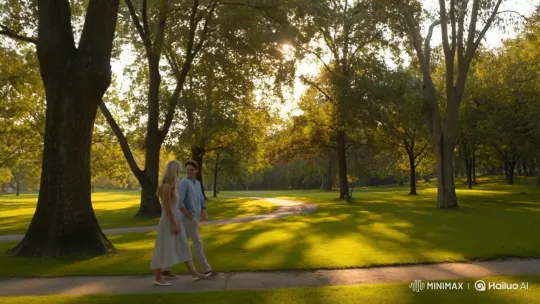Young Couple Walking in a Sunny Park – AI Generated Video | Hailuo AI