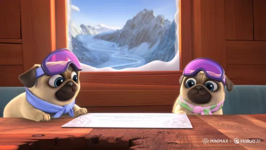 Pugs Milo and Luna Receive Snowboarding Challenge – AI Generated Video | Hailuo AI