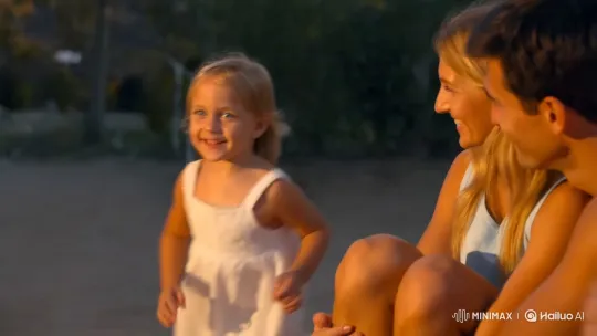 Family Embrace: Summer Evening Joyful Hug – AI Generated Video | Hailuo AI
