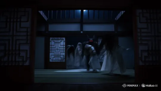 Menacing Yōkai Materialize in Moonlit Japanese Room – AI Generated Video | Hailuo AI