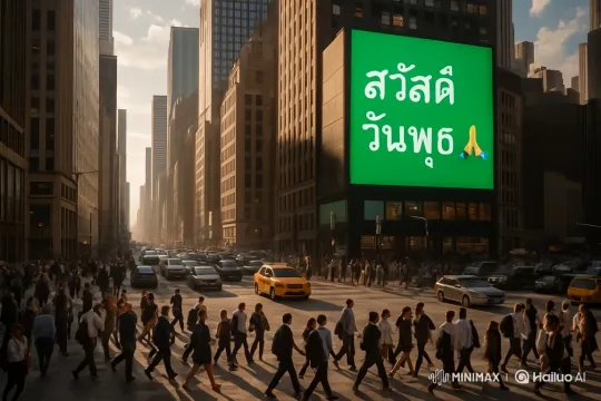 City Street Panorama: Pedestrians, Traffic, and Skyscrapers – AI Generated Video | Hailuo AI
