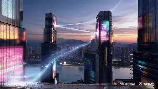 Futuristic Seoul: Dusk Panorama with Flying Vehicles and Holograms – AI Generated Video | Hailuo AI