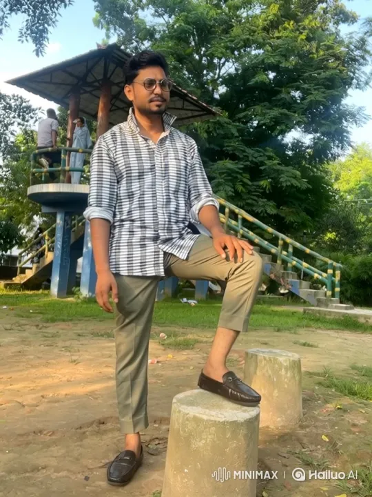 Young Man Poses Confidently in Park with Dynamic Camera Movement – AI Generated Video | Hailuo AI