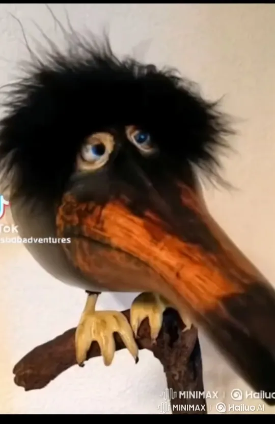 Bird Sculpture Comes to Life, Flies Through Space, Attacks Cheese Moon – AI Generated Video | Hailuo AI