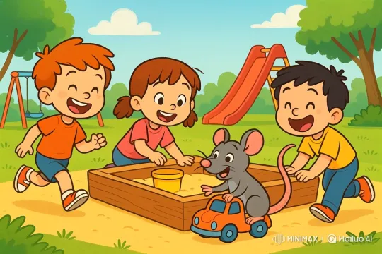 Mouse Chintu's Joyful Adventure with Children in Park – AI Generated Video | Hailuo AI
