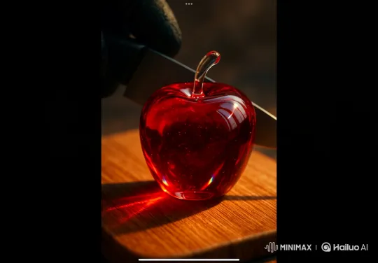 Artful Slicing of a Glass Apple – AI Generated Video | Hailuo AI