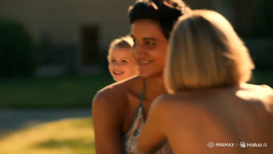 Family Reunion: Young Couple and Daughter's Joyful Hug – AI Generated Video | Hailuo AI