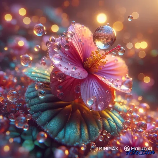 Enchanted Flower: Dancing Droplets and Magical Lights – AI Generated Video | Hailuo AI
