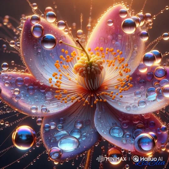 Enchanted Flower in a Dance of Light and Bubbles – AI Generated Video | Hailuo AI
