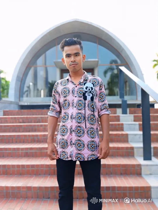 Young Couple's Joyful Portrait on Modern Steps – AI Generated Video | Hailuo AI
