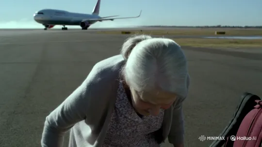 Elderly Woman Surprisingly Runs Towards Airplane – AI Generated Video | Hailuo AI