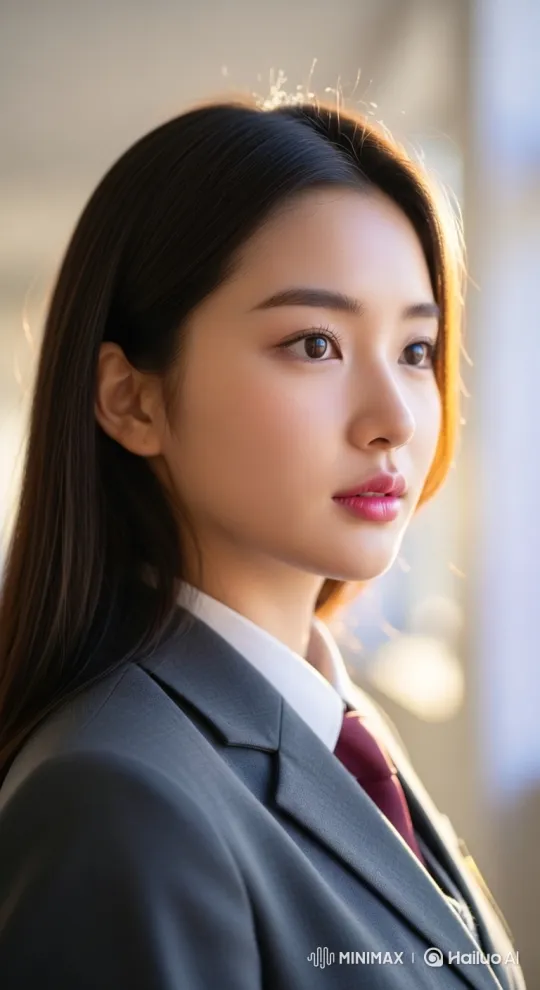 Korean Girl Contemplates Out Window in Empty Classroom – AI Generated Video | Hailuo AI