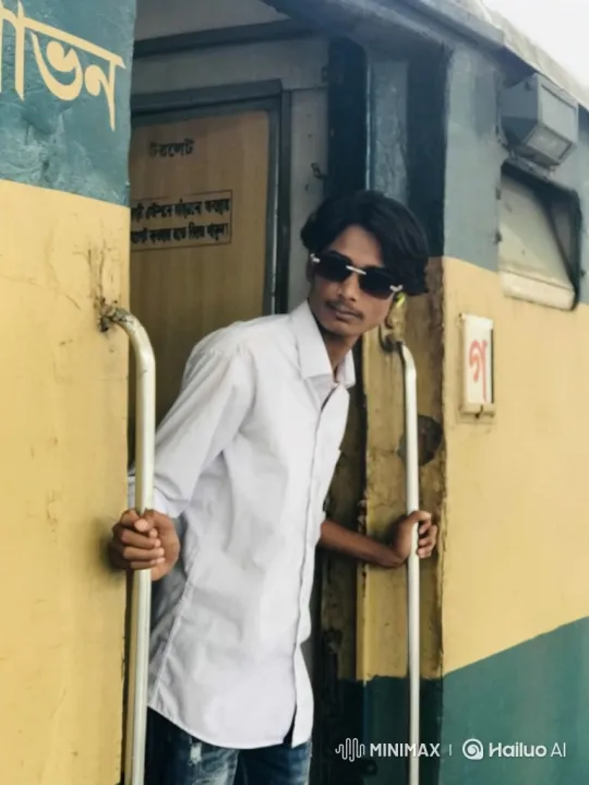 Young Man on Moving Train with Gentle Smile – AI Generated Video | Hailuo AI