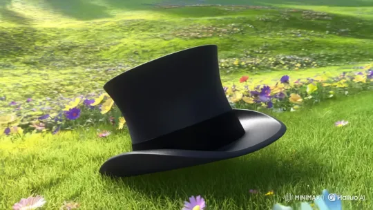 Animated Top Hat Dances with Companions in Wildflower Valley – AI Generated Video | Hailuo AI