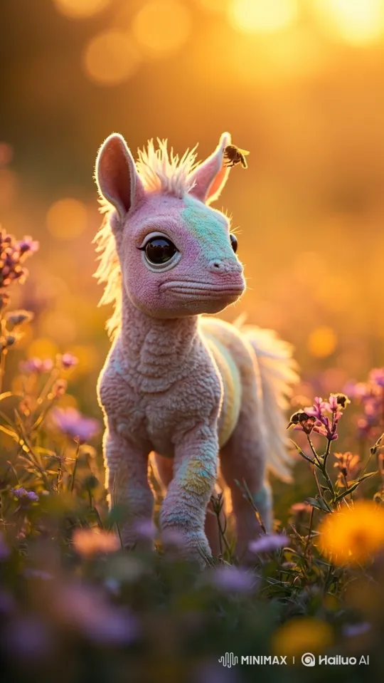 Baby Horse-Chameleon Hybrid Camouflages in Meadow – AI Generated Video | Hailuo AI