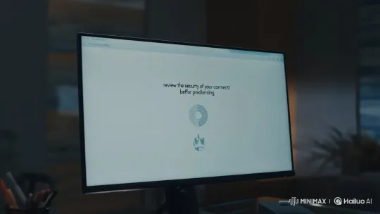 Endless Security Verification on Dimly Lit Computer Screen – AI Generated Video | Hailuo AI