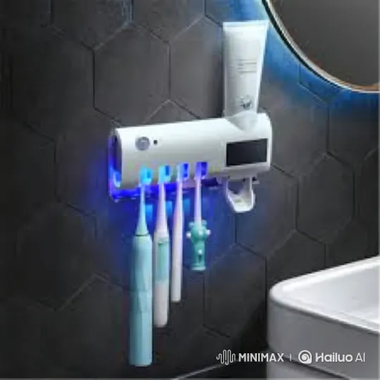 Smart Toothbrush Holder with UV Sterilization and Auto Dispenser – AI Generated Video | Hailuo AI