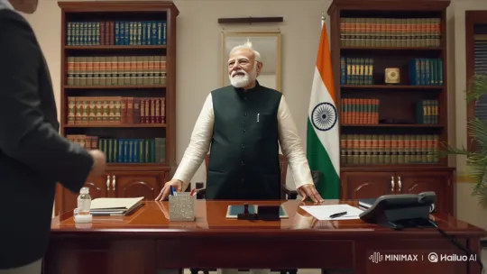 Formal Handshake with PM Narendra Modi in Office – AI Generated Video | Hailuo AI