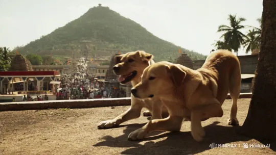 Two Tired Dogs Rest at Palani Malai Adivaaram – AI Generated Video | Hailuo AI