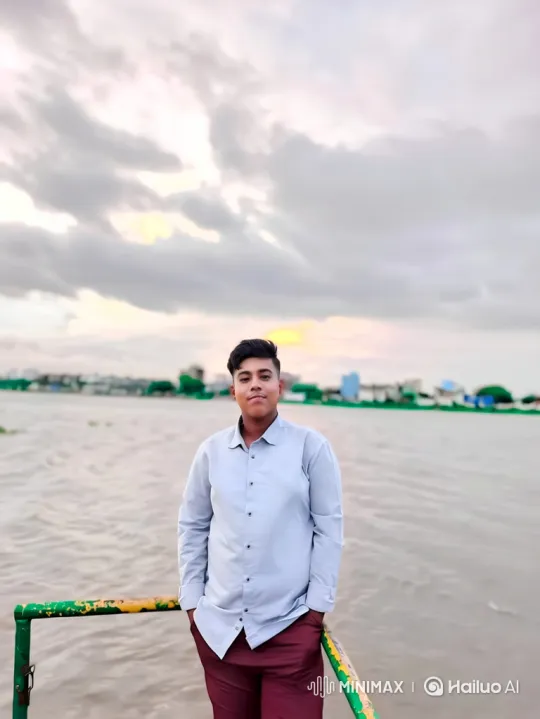 Young Man on Boat Amidst Ripples and Clouds – AI Generated Video | Hailuo AI
