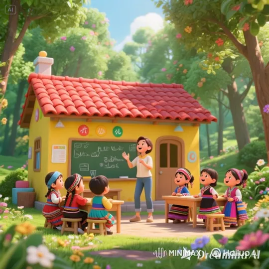 Outdoor Classroom: Teacher Engages Students in Nature – AI Generated Video | Hailuo AI