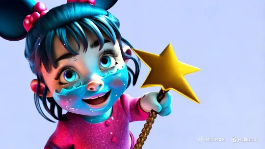 Magical Baby Girl and Mickey Create a Glittering Star – AI Generated Video | Hailuo AI