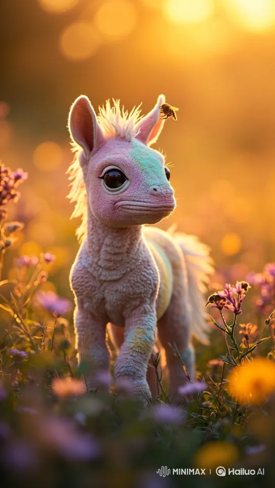 Magical Chameleon-Horse Hybrid Captures Fly in Meadow – AI Generated Video | Hailuo AI