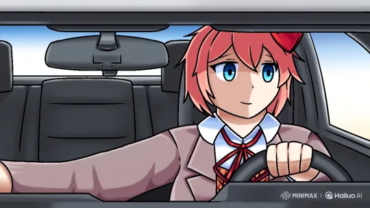 Anime Girl Contemplates Life While Driving – AI Generated Video | Hailuo AI