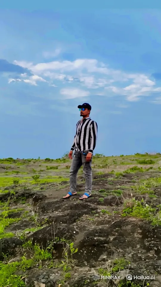 Contemplative Man on Hilltop Amidst Gentle Breeze – AI Generated Video | Hailuo AI