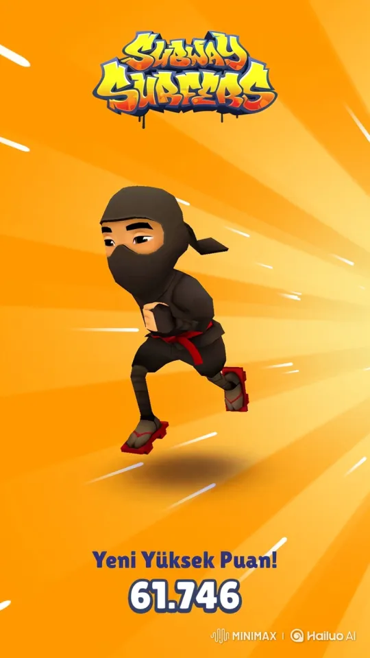 Subway Surfers' Ninja Celebrates with Flag and Sultan Approval – AI Generated Video | Hailuo AI