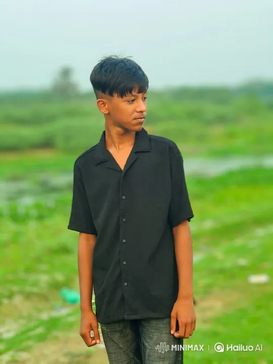 Young Man in Green Field Gently Turns, Smiles Warmly – AI Generated Video | Hailuo AI