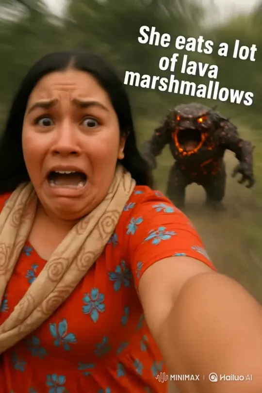 Girl Consumes Numerous Lava Marshmallows – AI Generated Video | Hailuo AI