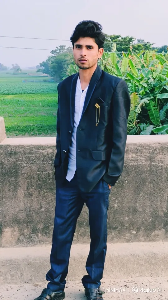 Young Man in Blazer Stands Calmly Amidst Nature – AI Generated Video | Hailuo AI