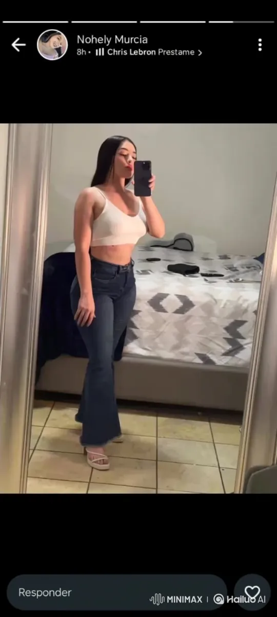 Young Woman's Outfit Transformation via Smartphone Mirror Selfie – AI Generated Video | Hailuo AI