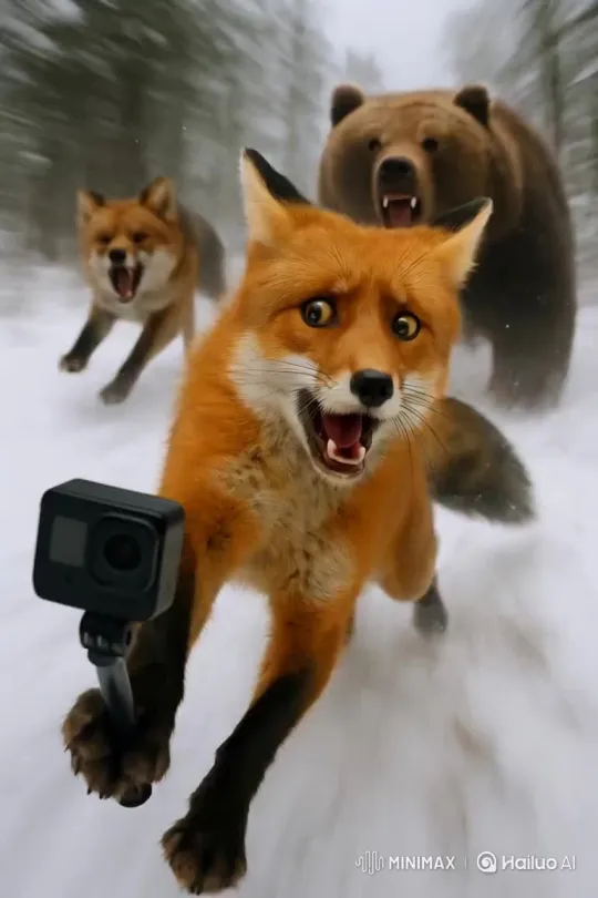 Fox Evades Chase by a Bear – AI Generated Video | Hailuo AI