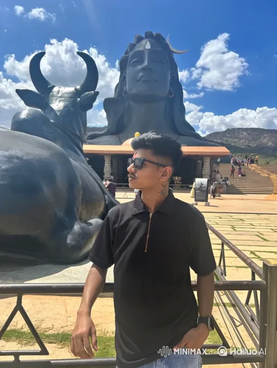 Young Man Observes Monument Amidst Expansive Landscape – AI Generated Video | Hailuo AI