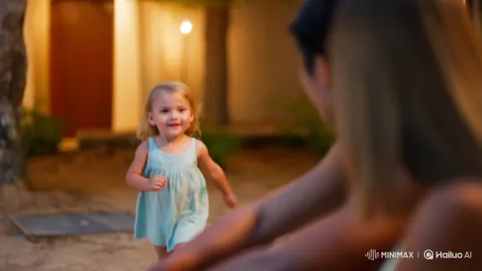 Joyful Reunion of a Girl and Her Family in Summer Setting – AI Generated Video | Hailuo AI