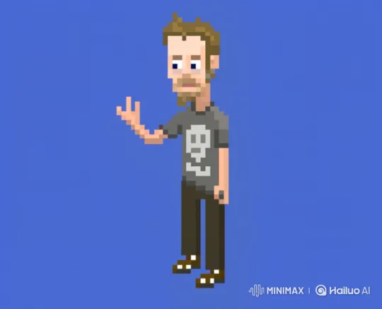 Pixelated Man Baffled by His Own Hand – AI Generated Video | Hailuo AI