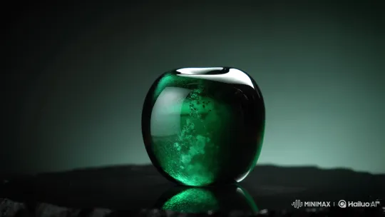 Glass Apple Fractured by Obsidian Knife in Slow Motion – AI Generated Video | Hailuo AI