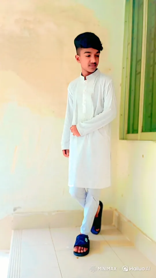 Young Man in White Attire Gently Engages Camera – AI Generated Video | Hailuo AI