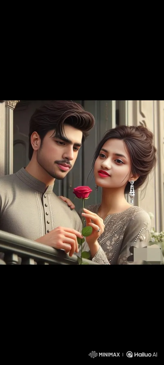 Couple's Intimate Moment on Balcony with Red Rose – AI Generated Video | Hailuo AI