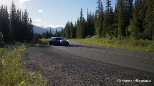 Mini John Cooper Works Drifts Dramatically on Canadian Road – AI Generated Video | Hailuo AI