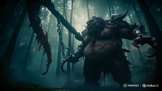 Man Hunted by Monster in Dark Forest Terror – AI Generated Video | Hailuo AI