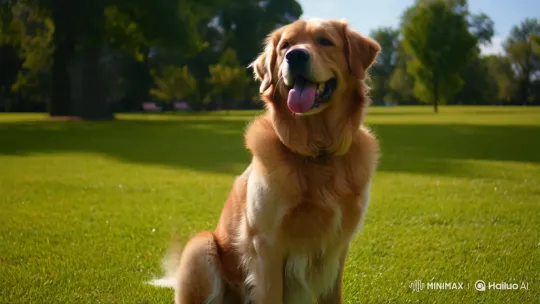 Happy Golden Retriever in Sunlit Park – AI Generated Video | Hailuo AI