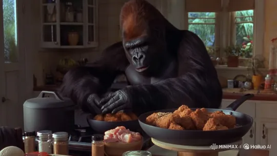 Gorilla Chef Cooks Fried Chicken – AI Generated Video | Hailuo AI