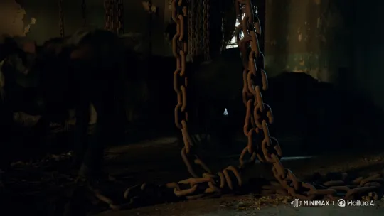 Disturbing Realistic Video: Dark Space with Twisted Figures, Chains, and Bloodied Axe – AI Generated Video | Hailuo AI
