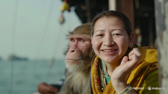 Vlogging Monkey by the Ganges River – AI Generated Video | Hailuo AI