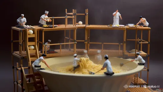 Tiny Team Cooks Giant Ramen in Hyper-Realistic Style – AI Generated Video | Hailuo AI