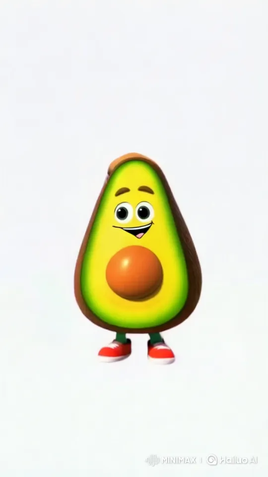 Animated Avocado Runs with Determination in Green Field – AI Generated Video | Hailuo AI
